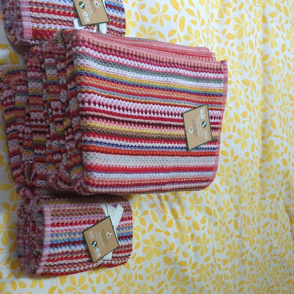 Deborah Connolly Designs Colorful Striped Towels Set - Picture 1 of 4